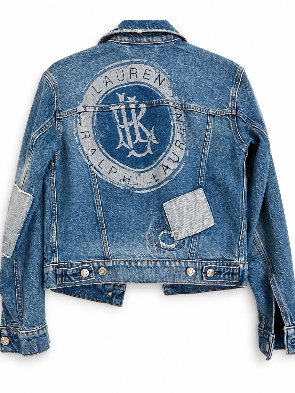 Ralph Lauren Blue Distressed Patch Denim Jacket